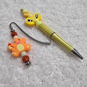 Pokémon Charmander Bookmark + Yellow Gamer Controller Pen Kawaii Bundle
